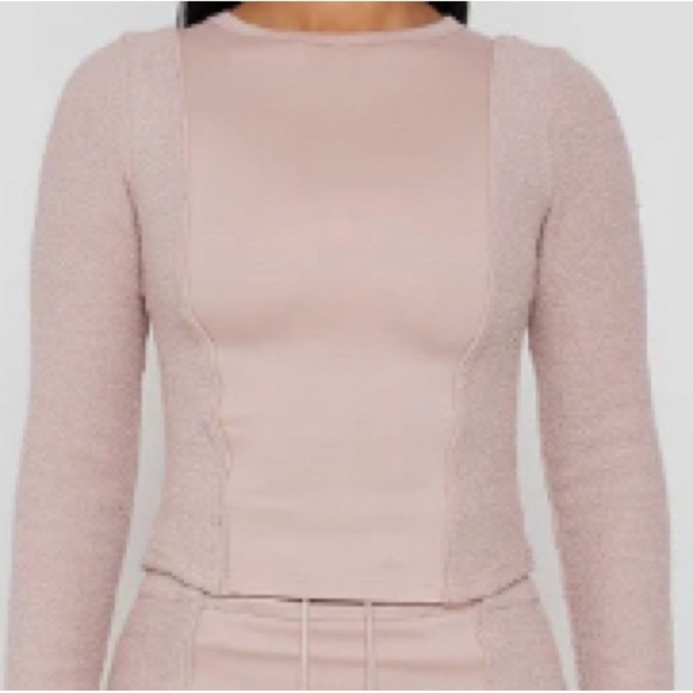 Manière de voir- Towelling Panel Top - Pale Pink